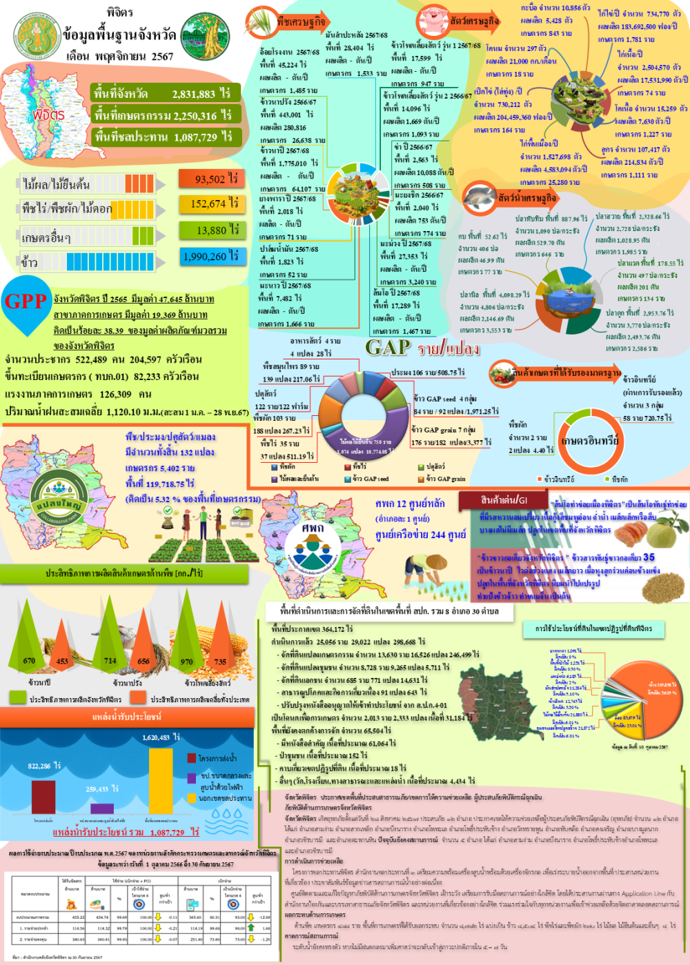 infografic ข้อมูลพื้นฐานจังหวัดพิจิตร เดือน พฤศจิกายน 2567