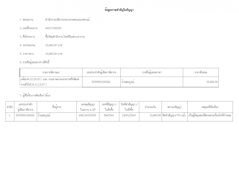 ประกาศผู้ชนะการเสนอราคา