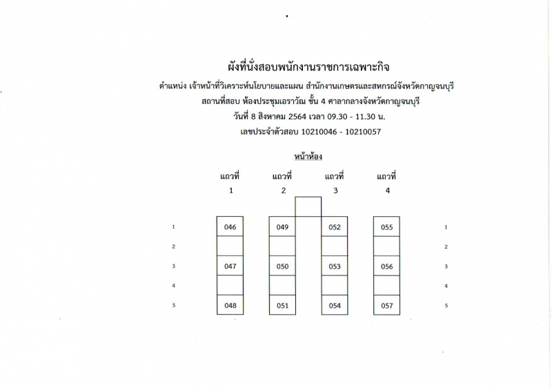 ผังที่นั่งสอบชั้น4พนักงานราชการเฉพาะกิจ