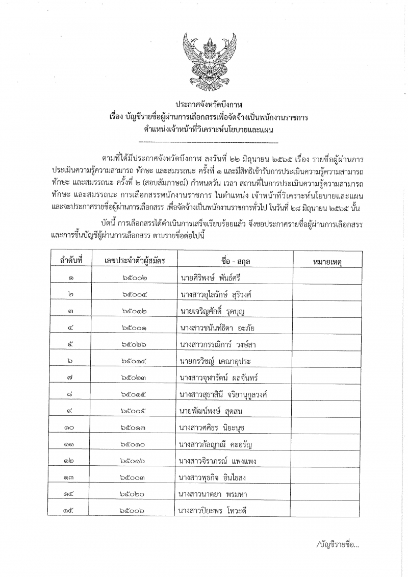 ประกาศจังหวัดบึงกาฬ