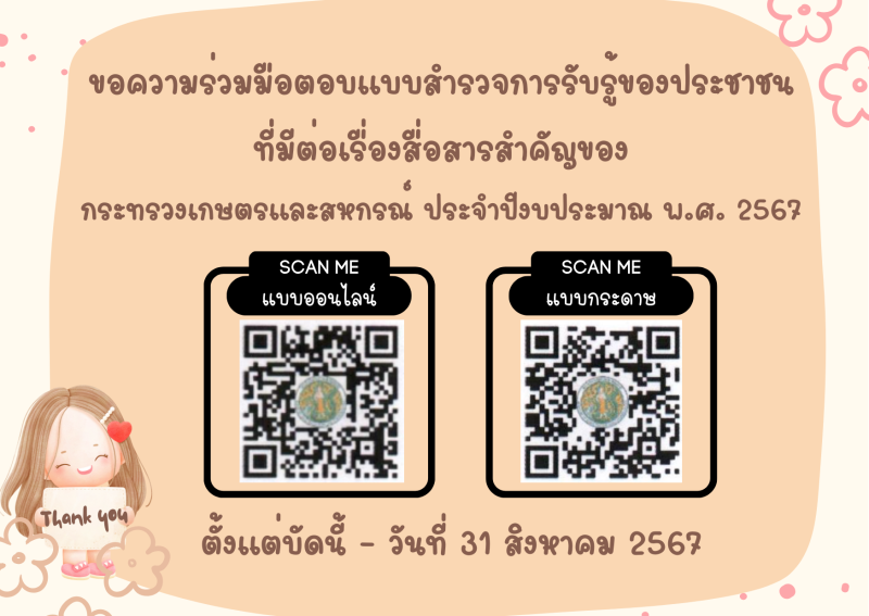 ขอความร่วมมือตอบแบบสำรวจการรับรู้ของประชาชน