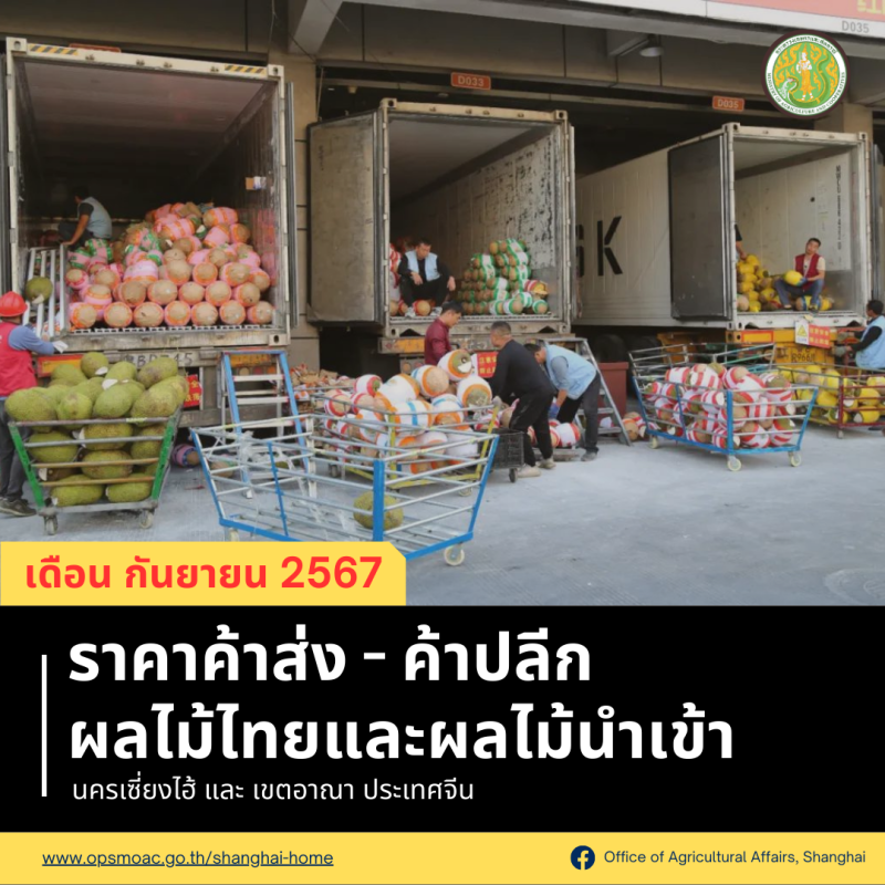 ข้อมูลราคาค้าส่ง-ค้าปลีกผลไม้ไทยและผลไม้นำเข้าของประเทศจีน