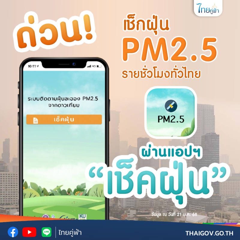 ด่วน!เช็กฝุ่นPM2.5รายชั่วโมงทั่วไทย