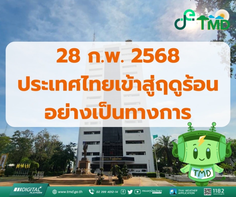 28กุมภาพันธ์2568ประเทศไทยเข้าสู่ฤดูร้อนอย่างเป็นทางการ