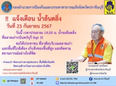 แจ้งเตือน น้ำล้นตลิ่ง วันที่ 23 กันยายน 2567