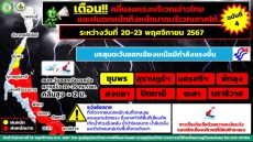 เตือน!!!คลื่นลมแรงบริเวณอ่าวไทยและฝนตกหนักถึงหนักมากบริเวณภาคใต้