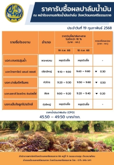 ราคารับซื้อผลปาล์มน้ำมัน