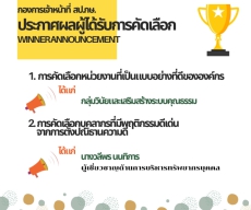 ประกาศผลการคัดเลือกหน่วยงานที่เป็นแบบอย่างที่ดีขององค์กรและการคัดเลือกบุคลากรที่มีพฤติกรรมดีเด่นจากการตั้งปณิธานความดี