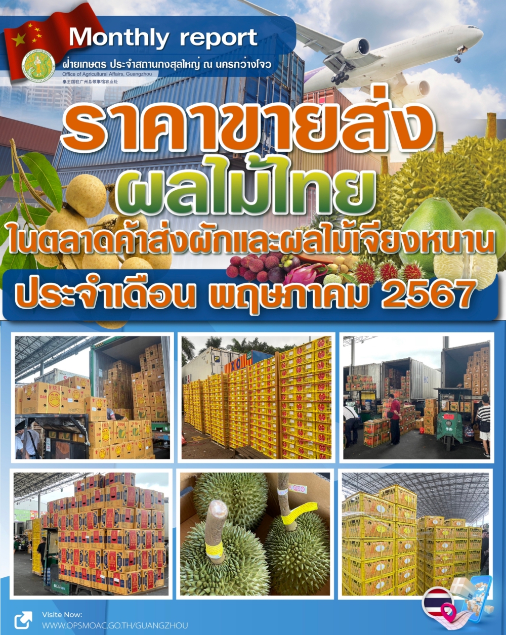 ราคาขายส่งผลไม้ไทยและเวียดนามที่ตลาดเจียงหนาน