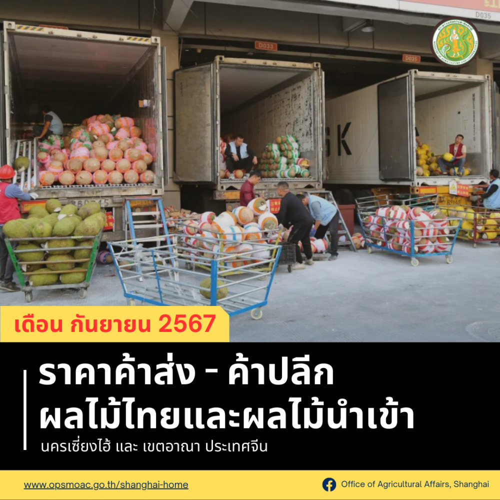 ข้อมูลราคาค้าส่ง-ค้าปลีกผลไม้ไทยและผลไม้นำเข้าของประเทศจีน