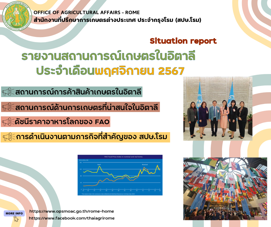 รายงานสถานการณ์เกษตรในอิตาลีประจำเดือนพฤศจีกายน