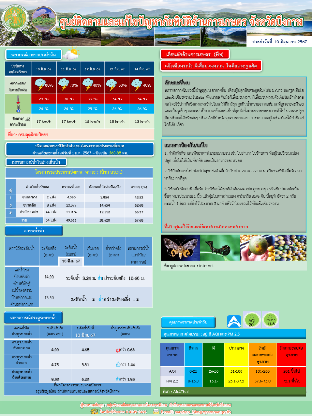 ประชาสัมพันธ์ศูนย์ติดตามและแก้ไขปัญหาภัยพิบัติด้านการเกษตรจังหวัดบึงกาฬ