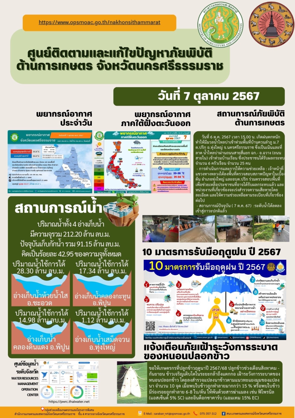 รายงานสถานการณ์ภัยพิบัติด้านการเกษตร