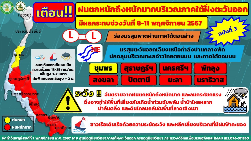 ประกาศศูนย์อุตุนิยมวิทยาภาคใต้ฝั่งตะวันออก