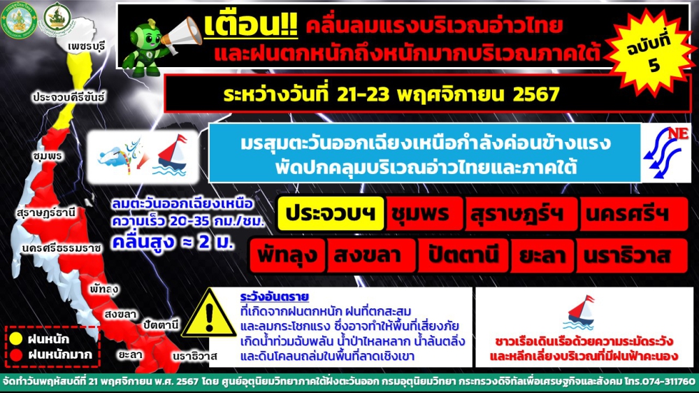 ประกาศศูนย์อุตุนิยมวิทยาภาคใต้ฝั่งตะวันออก