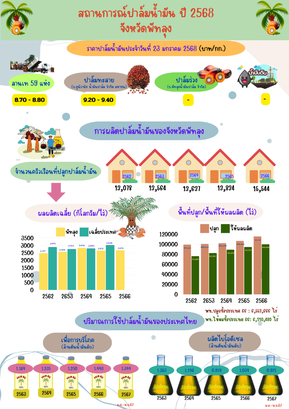 ราคาปาล์มน้ำมันประจำวันที่ 23 มกราคม 2568