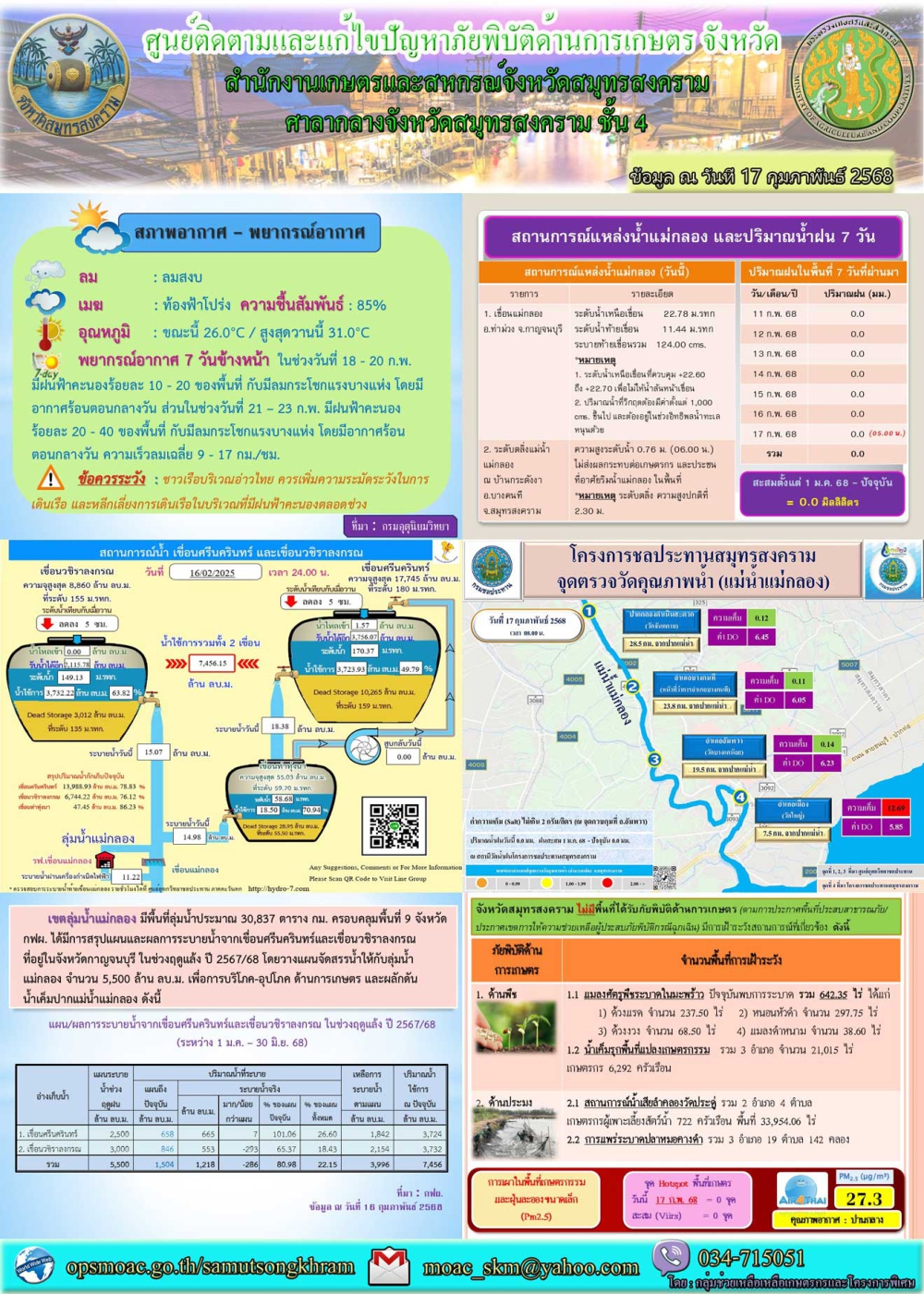 ประชาสัมพันธ์ศูนย์ติดตามและแก้ไขปัญหาภัยพิบัติด้านการเกษตร