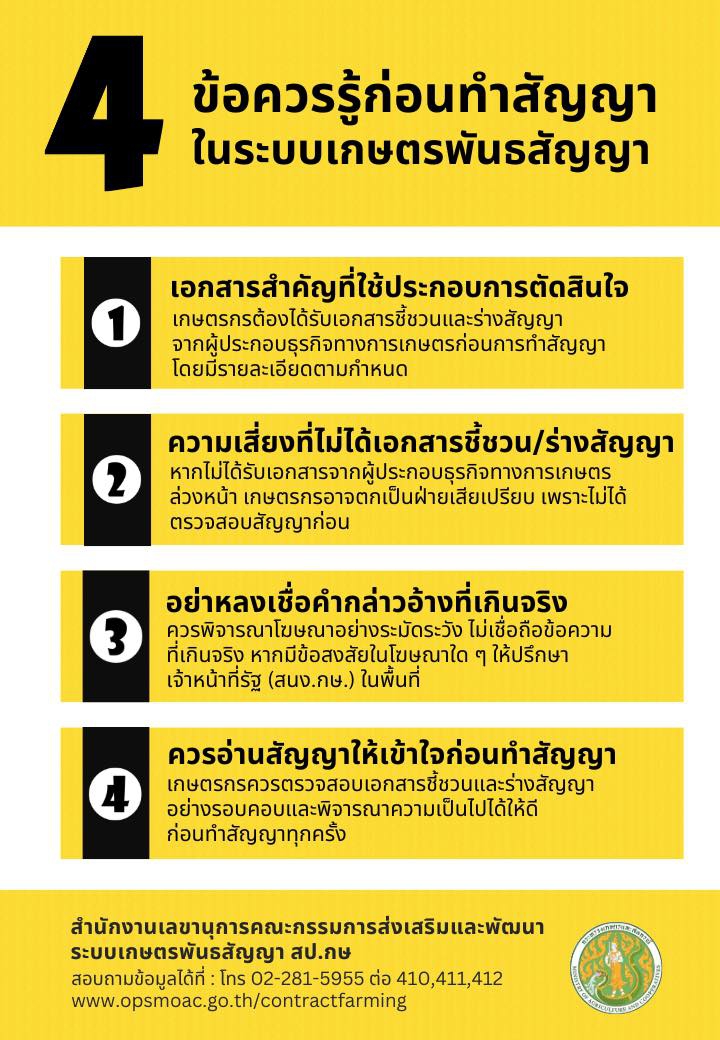 4 ข้อควรรู้ก่อนทำสัญญาในระบบเกษตรพันธสัญญา