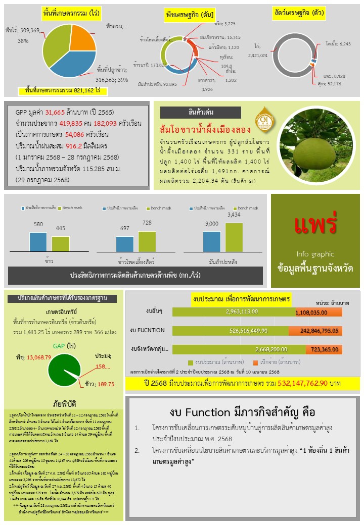 ข้อมูลพื้นฐานจังหวัดแพร่ที่ใช้สนับสนุนการตรวจราชการและ