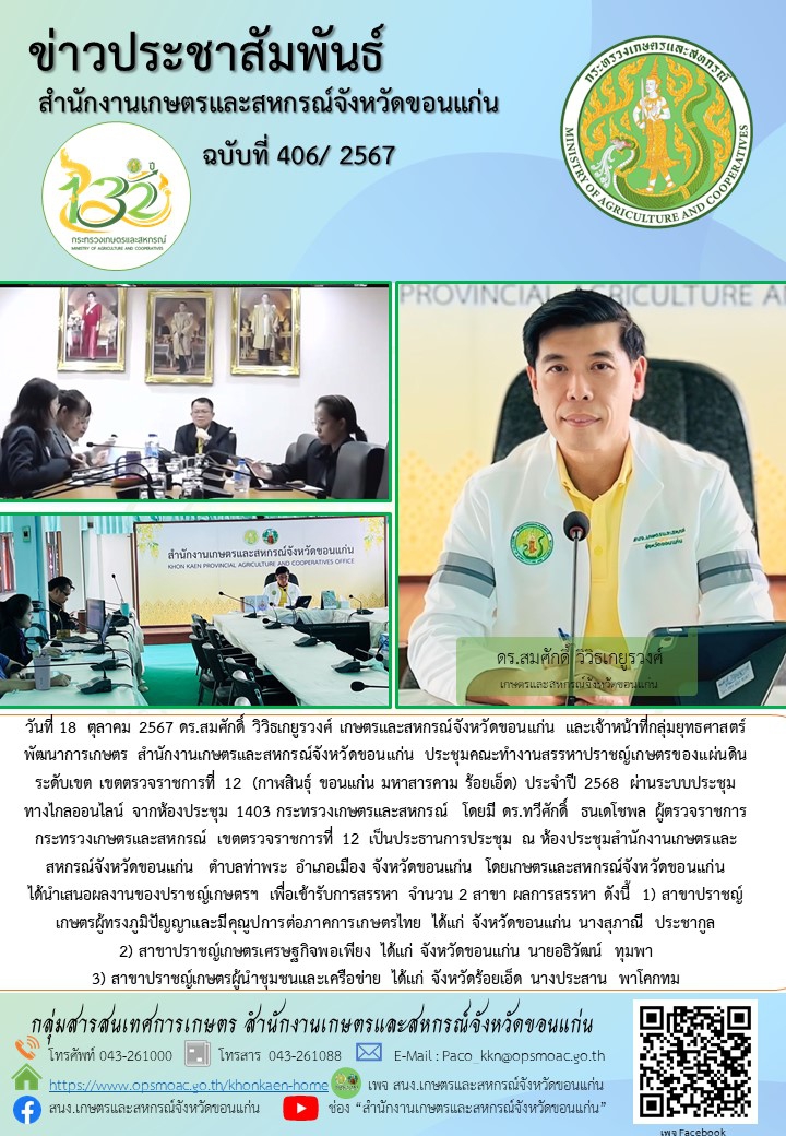 ประชุมคณะทำงานสรรหาปราชญ์เกษตรของแผ่นดินระดับเขต