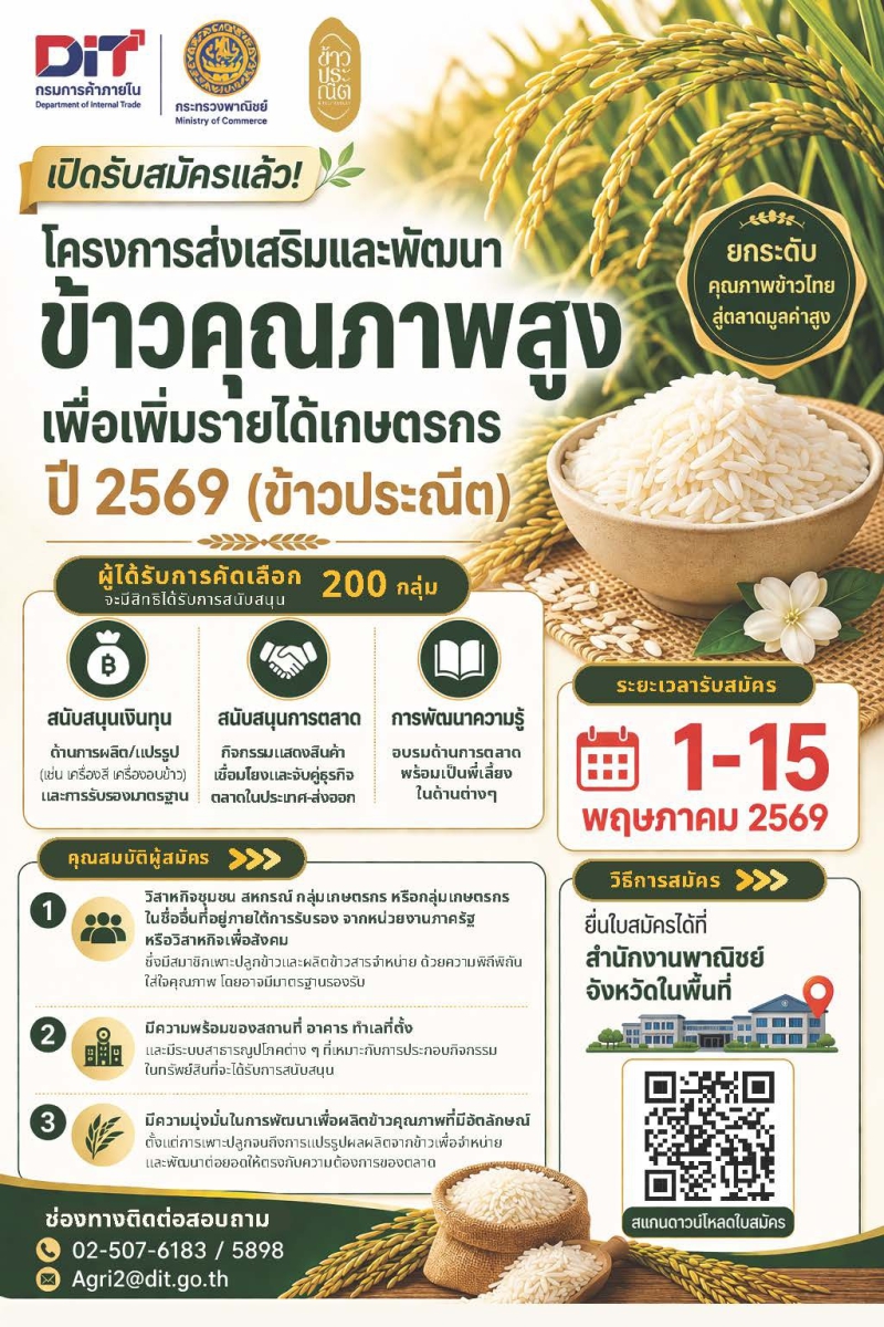โครงการส่งเสริมและพัฒนาข้าวคุณภาพสูง
