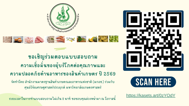 แบบสอบถามความเชื่อมั่นของผู้บริโภคต่อคุณภาพและความปลอดภัยด้านอาหารของสินค้าเกษตร