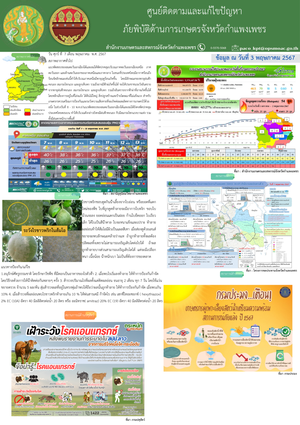 ศูนย์ติดตามและแก้ไขปัญหาภัยพิบัติด้านเกษตรจังหวัดกำแพงเพชร