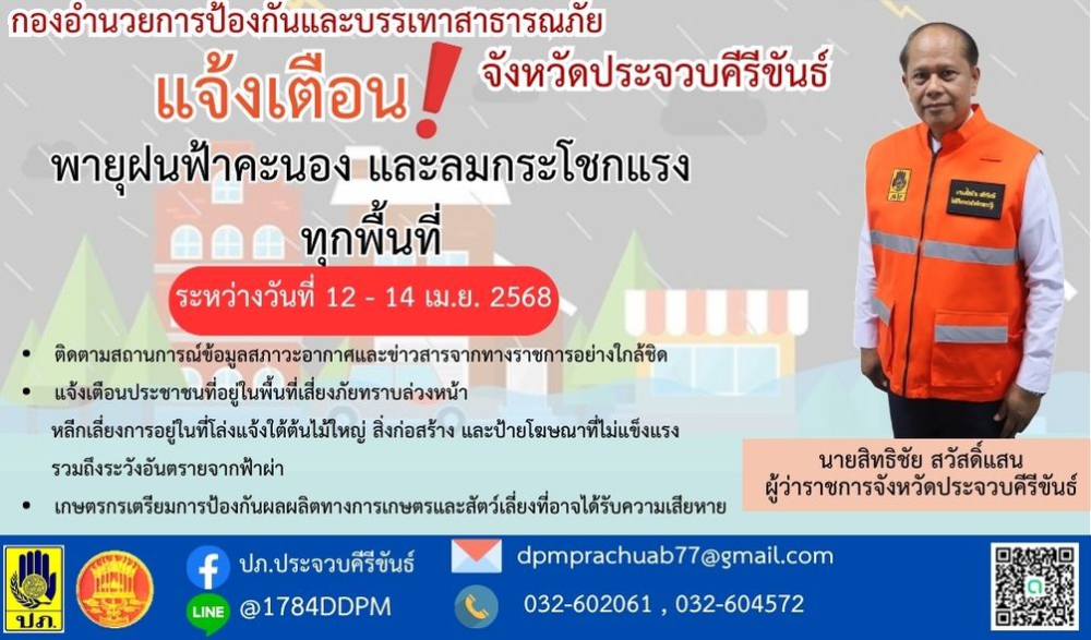 แจ้งเตือนพายุฝนฟ้าคะนองและลมกระโชกแรงทุกพื้นที่