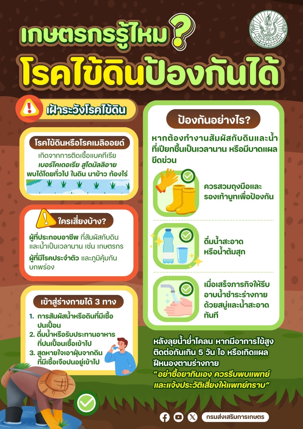 แจ้งเตือนเกษตรกรเฝ้าระวังโรคไข้ดินหรือโรคเมลิออยด์