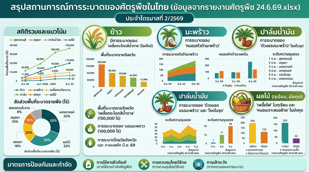 สรุปสถานการณ์การระบาดของศัตรูพืชในไทย