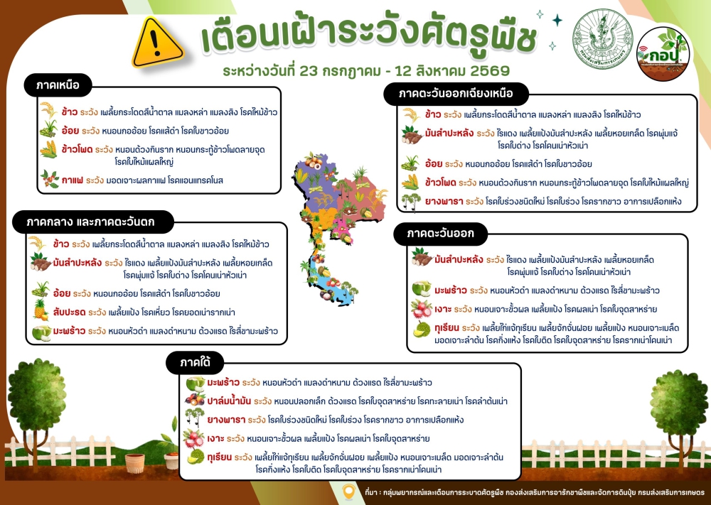 เตือนเฝ้าระวังศัตรูพืช