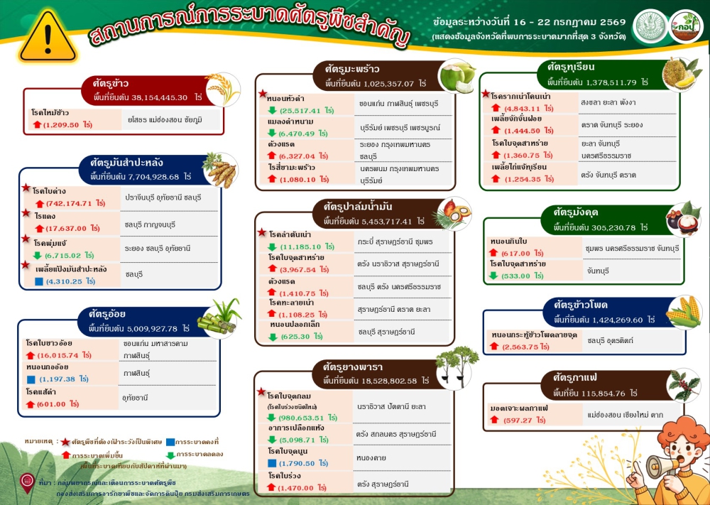 สรุปสถานการณ์การระบาดศัตรูพืชสำคัญ